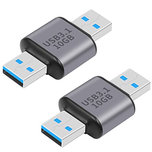 Poyiccot USB A to USB A Adapter, USB3.1 Male to USB 3.1 Male Adapter, 10Gbps USB 3.1 Type A to Type A Connector for Hard Driver, Laptop, DVD Player, USB 3.0 Hub, Monitor, Camera, 2Pack