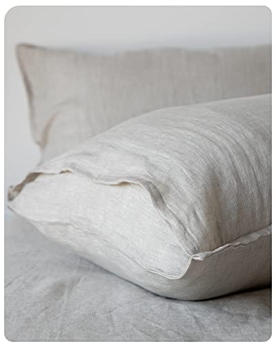 Image of XZ XIFA 100% Washed French Flax Linen Envelope Pillowcases, Pack of 2, Breathable & Durable Farmhouse Bedding (Linen, Queen 20 inchx30 inch)