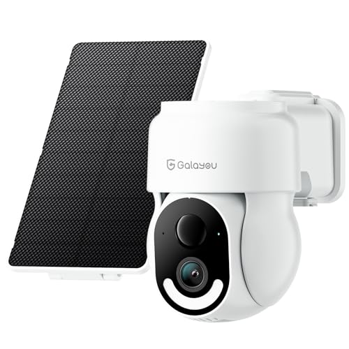 GALAYOU Security Cameras Wireless Outdoor - 2.4 GHz Wi-Fi Battery Powered Cameras for Home Security with Detachable Solar Panel, 2K 360° Pan/Tilt Auto-Tracking, Spotlight, TF Card Storage, R6 1 Pack