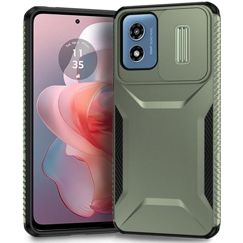 Yerebel Hülle für Moto G Play 2024 4G/Moto G Play Gen 3/Moto G22 Handyhülle Kameraschutz mit Slide Camera, Schutz in Militärqualität Stoßfest rutschfest Schutzhülle für Motorola Moto G Play 2024 Grün