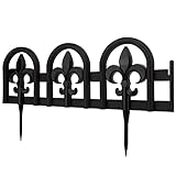 Evelyne Black Garden Border Plastic Edging: Wrought Iron Design - 27pcs Black Yard Landscaping Fence Liner Lawn Edge Barrier - 35ft Kit of Decorative Lawn Landscape Panels Elements