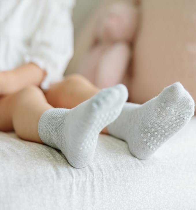 Image of JAKIDAR 12-Pair Baby Socks Non-Slip Cotton Toddler Socks Ankle Socks for Baby Toddler Kids