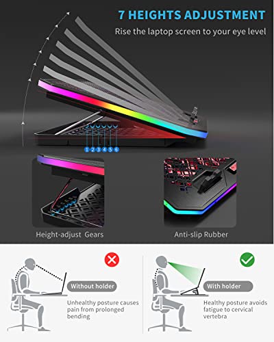 Refroidisseur PC portable 17,3 pouces performant avec 10 modes d'éclairage et double USB