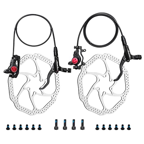 Meroca Mountain Bike Hydraulic Brake Set With 160Mm Six Spike Discs,Hydraulic Brake Set Left Front 800Mm Right Rear 1400Mm,Pm Adapter Included. #TOP6
