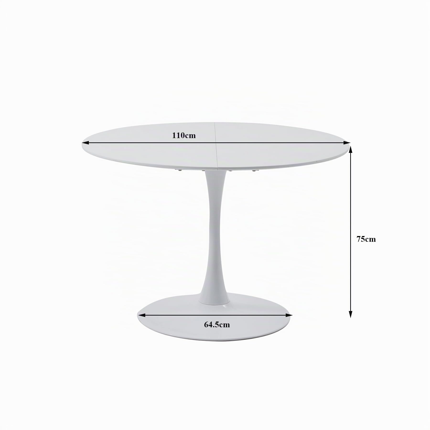 Tavolo da Pranzo Rotondo, Diametro 110cm, Tavolo da Cucina Moderno per Sala da Pranzo, Soggiorno, Caffè, Ufficio, Balcone, 110cm*110cm*75cm (Bianco)