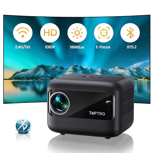 Mini Portable Projector with Electric Focus, 1080P Full HD Supported, 18000LM 5G WiFi Bluetooth Projector with Keystone Correction, Smart Home Projector for Smartphone/TV Stick