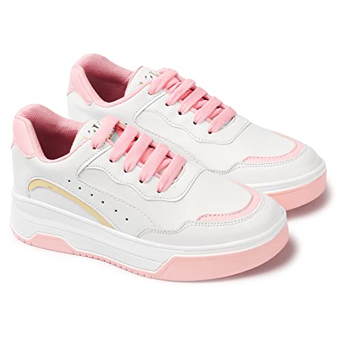 Image of PrasKing Women's Stylish Trendy Casual Sneaker Shoes Lightweight Soft & Comfortable with Extra Cushion Lace-Up Shoes for Women's & Girl's