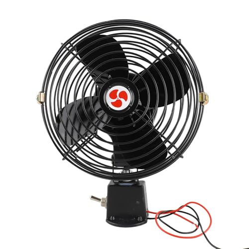 Fdit Ventilador de Coche de 12 V, Ventilador de Refrigeración de Metal Resistente para Coches, Camiones, SUV, Barcos, Ventilador Interior de Vehículo de 8 W de 12 Voltios con (6 pulgadas)