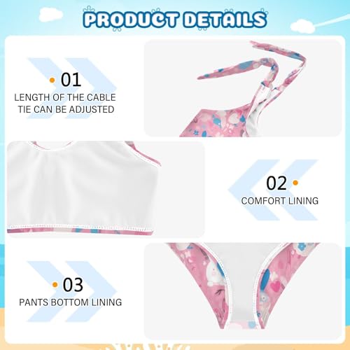 KLL Pink Glittering Girls' Two Piece Bikini Sets Quick-Dry Swimming Bathing Suit Bathing Suit4