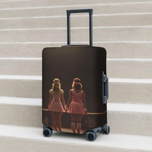 Two Female Tennis Players Elastic Travel Luggage Covers Dustproof Scratch-Resistant Suitcase Protector Fit 22-24 Inch 6