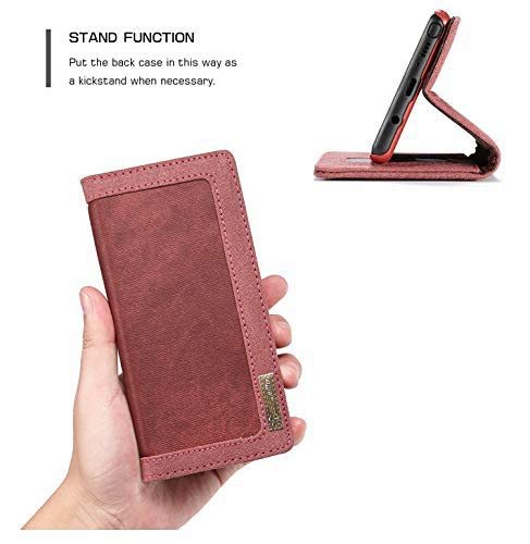 Image of ClickCase Iconic Series for Realme Narzo 20 pro Soft Canvas Denim Cloth Leather Wallet Flip Case Kick Stand with Magnetic Closure Flip Cover for Realme Narzo 20 pro (Mauve Red)