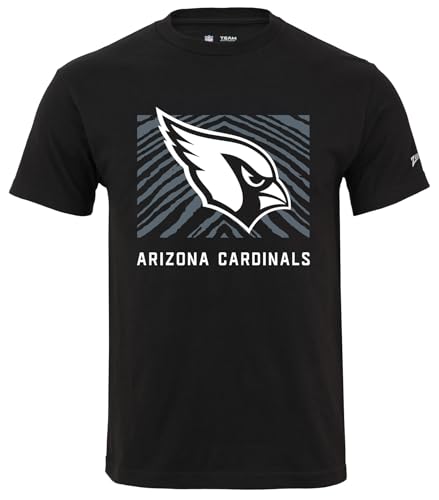 Zubaz NFL Adult Unisex Cotton Heavyweight Short Sleeve T-Shirt Black with Grey Tonal Tunnel Logo for Men and Women, Arizona Cardinals, X-Large