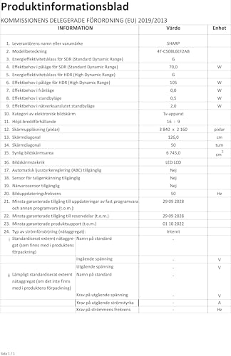 SHARP 50BL6EA Android TV 126 cm (50 Zoll) 4K Ultra HD LED Fernseher (Smart TV, Harman Kardon, Google Assistant)
