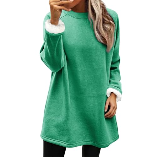 Warme Pullover Damen Teddy Fleece Pullover Winter Fleece Gefütterte Sweatshirts Sherpa Langarmshirt Freizeit Winter Fleecepulli Basic Oberteile...