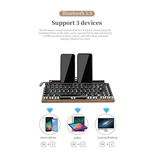 Clavier de machine à écrire Bluetooth mécanique et sans fil PC - 5