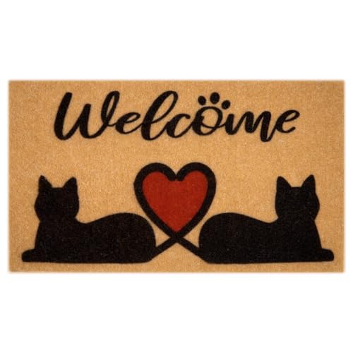 LSYDCARM Black Cat Welcome Mat, Coir Doormat Black...