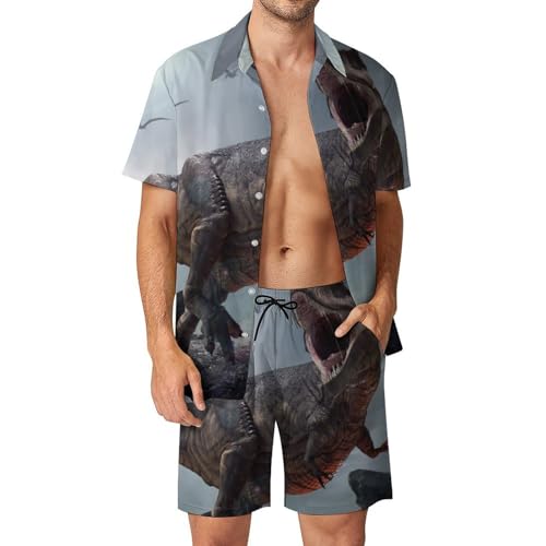 Ensemble Chemise Short Hommes Dinosaures Jurassiques Pantalon Plage S