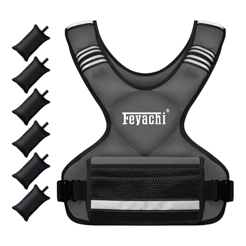 Image of Feyachi Adjustable Weighted Vest - 3-12 lbs /12-20 lbs /20-32 lbs X Type Weight Vest with Reflective Stripe Ideal for Running Workout and Training