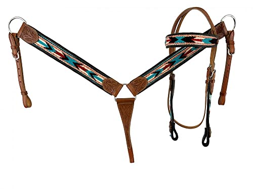 Showman Southwest Serape Print Leather Wither Strap