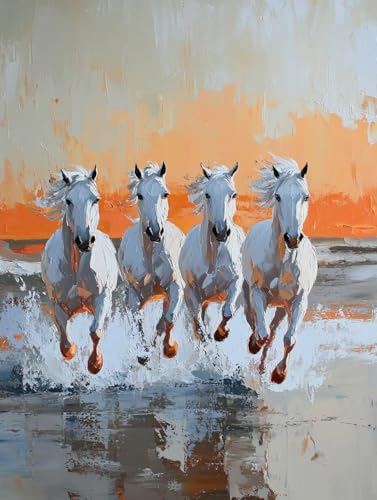 Peinture Diamant Cheval 80x110cm pour Décoration Murale Maison Salon
