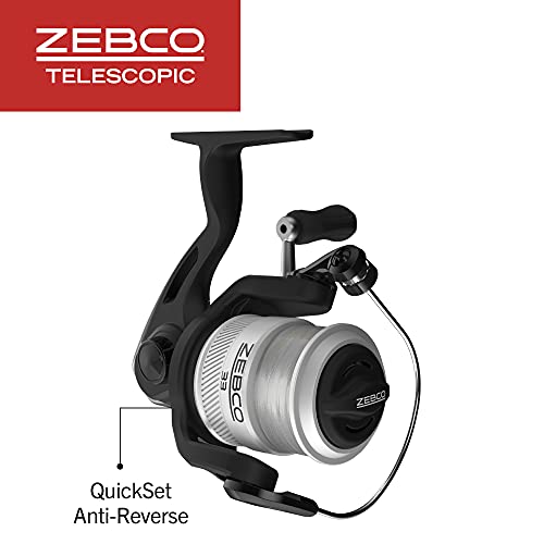 Zebco 33 Spinning Reel and Telescopic Fishing Rod Combo, Extendable 20-Inch to 6-Foot Fiberglass Fishing Pole, EVA Rod Handle, Size 20 Reel, Aluminum Spool, QuickSet Anti-Reverse, Silver/Black - Image 4