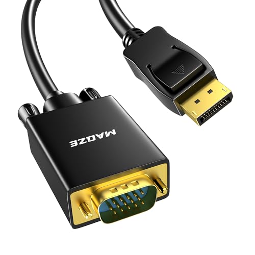 Maqze Displayport-auf-VGA-Kabel, 2 m, 1080P bei 60 Hz, Displayport-auf-VGA-Adapter-Konverter, Stecker auf Stecker, f&uuml;r Computer, Desktop, Laptop, PC, Monitor, Projektor, HDTV