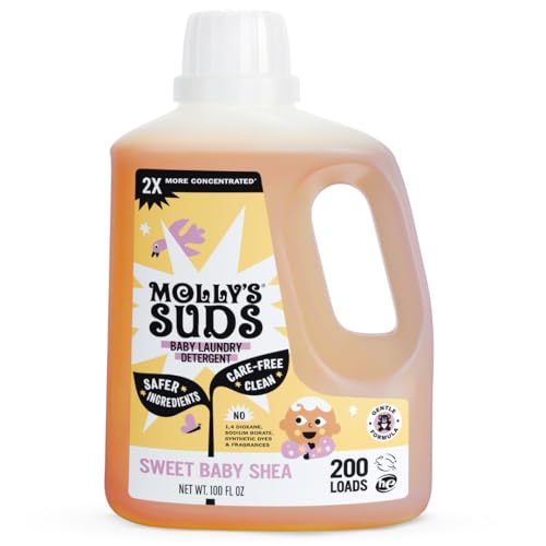 Image of Molly's Suds Baby Liquid Laundry Detergent | Removes Formula, Poop & Spit-Up Stains | Extra Gentle for Infants, Babies, Toddlers (Sweet Baby Shea, 200 Loads)