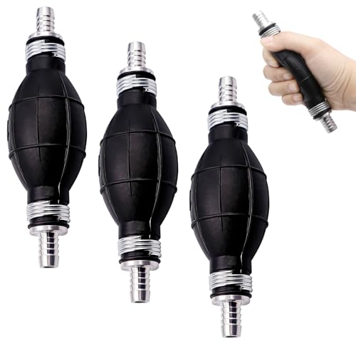 3 Pièces Poire Amorcage Gasoil 10mm, Pompe Manuelle Carburant pour Essence Diesel Eau, Pompe à Siphonner pour Voiture Moto Bateau Tondeuse Jardin, Caoutchouc...