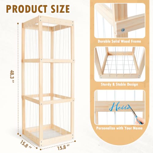 Image of Stuffed Animal Storage - Large Capacity Toy Organizers for Kids | Wooden Stuffed Animal Holder with Elastic Zoo Bars | Plushies Storage Toy Chest for Nursery, Playroom, or Bedroom