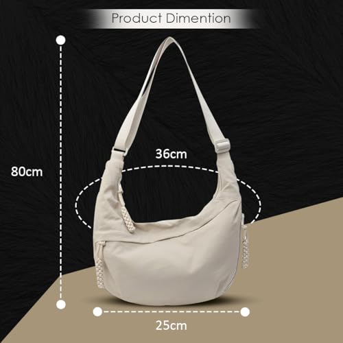 Image of Lyrovo Travel Crossbody Crescent Bags for Women Over Shoulder Purse with Zipper Half Moon Sling Bag & Waist Bag Unisex Chest Bag