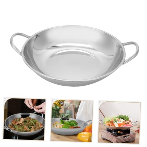 Wok de acero inoxidable con doble asa para cocina miniatura 6