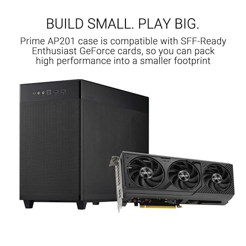 Image of ASUS Prime AP201 Micro ATX PC Case, SFF Ready Compact Design, Pre-Installed Fan, Mesh Panel, Tool-Free Side Panels, Support 360mm Radiator, GPU Support up to 338mm, ATX PSU Compatible, 2 year warranty
