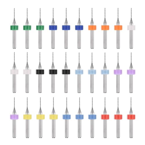 PATIKIL 30 Pack 0.75mm Micro Drill Bits 1/8" Shank Carbide Tungsten Steel 135° Mini Small Bits Print Circuit Board Drilling Tool for CNC Engraving Precision Machinery