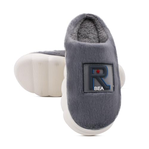 Image of VRITRAZ Men's Plush Winter Slippers | Soft Furry Lined Indoor Slides | Warm Comfortable Anti-Slip Home Footwear
