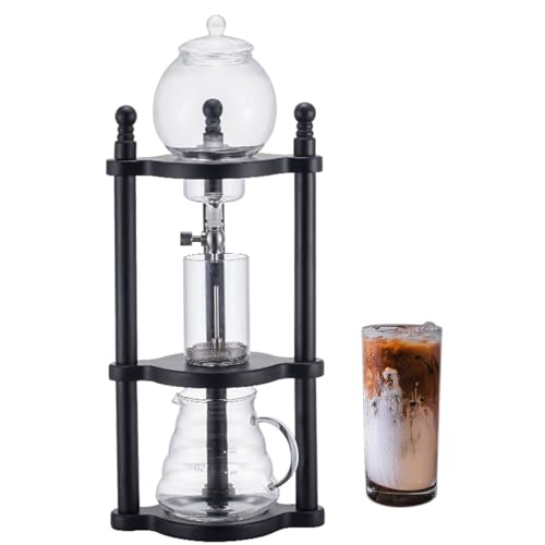 Cafetera Comercial de Goteo para café frío, cafetera Manual Retro con Recipiente de Vidrio y Soporte de Madera, Ideal para cafeterías de Fiestas, de -20 a 150 °C.