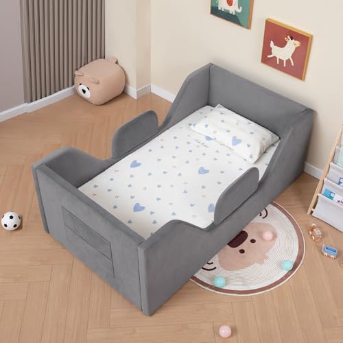 Zumspiel Toddler Floor Bed with Removable Safety Rails and Storage Bag, Kids Bed for Girl and Boys,...