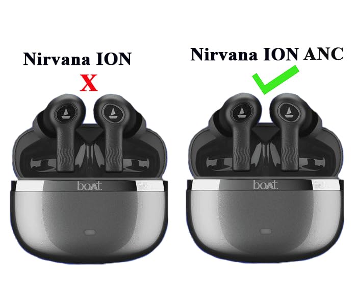 Image of AJM 360 Protection Shockproof Design Soft Rubberised Case with Keychain for Boat Airdopes Nirvana Ion ANC (Black)