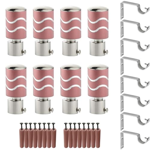 Image of GRIVAN Stainless Steel Curtain Holder Set for Door Window Wall Suitable for 1 Inch Rod Curtain Bracket Support Knobs Accessories (Pink, Pair of 4)