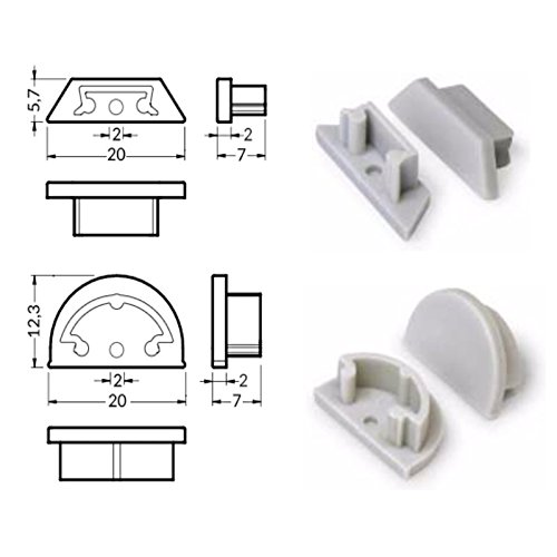Preisvergleich Produktbild 2er Set Endkappen für Profil "Ela" biegsame Leiste