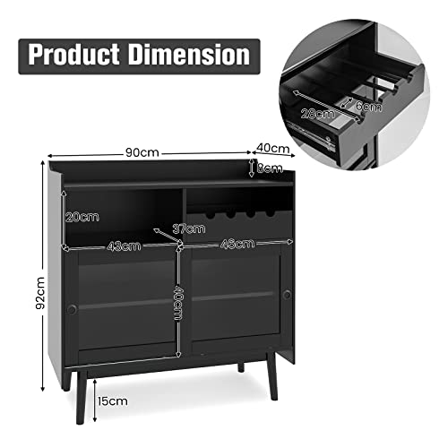 Buffet de cuisine en bois avec rangement vaisselle et étagères réglables - 3