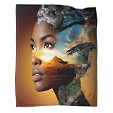 kaiyun Mujeres africanas Manta Suave Y Cómoda Impresa En 3D Sabana y Monte Kenia Colcha Patchwork Adolescente Y Adultos Estampada Adecuada para Cama Y Sofá 40x50inch(100x130cm)