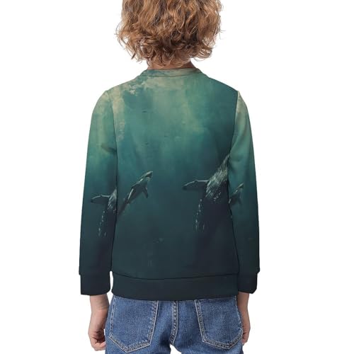 Whale And White SharkChildren's Casual Pullover Sweatshirt Loose Fit8-10Y2