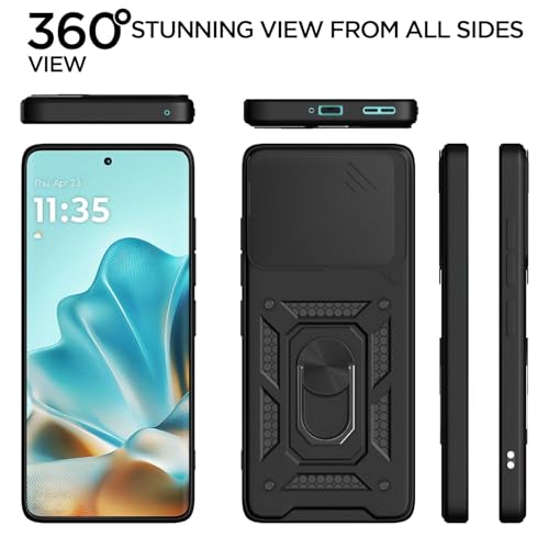 Image of AIBEX Back Cover for Motorola Edge 60 5G / Motorola Edge 60 Fusion 5G | D10 Tough Armor Case | Sliding Camera Shield | 360 Protection | Kickstand Ring Holder | Military-Grade Shockproof Bumper Case