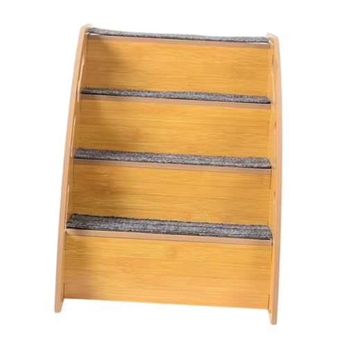 MYCENSE 犬用階段ランプ ペット用登り階段 木製犬用階段 ソファベッド用 高齢犬 猫用, 4つのステップ