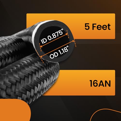 Image of 5FT 16AN Hose Fuel Line, AN16 Nylon Braided CPE Rubber Oil Cooling Line | Not for E85, Transmission Cooler Line Nylon Braided CPE Rubber Oil Cooling Line, 5 Feet