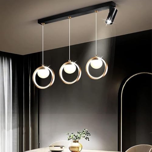 Lampe suspendue LED table à manger noire et dorée réglable - 8