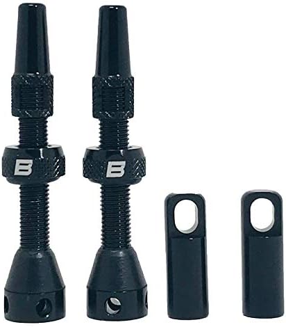 BWSHLF Black Tubeless Presta Valve Stem 40mm / 44mm, Super Light Alloy Presta Valve Stem Kit with Valve Core Remover Tool and Valve Stem Caps - Multiple Color and Size Options(Pair)