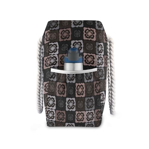 Tile Beach Bag & Travel Tote Bag Large Sandproof with Zipper Closure, Wet Pouch for Swim Gym Travel, Lightweight Foldable Outdoor Bag3