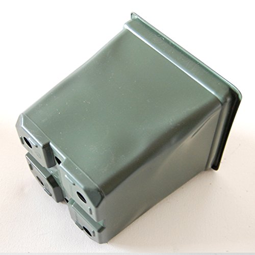 Green Plastic 5.25" square plant pots. Pack of 5