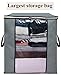 SLEEPING LAMB 120L Extra Large Blanket Storage Bags Breathable Clothes Storage Containers for King Comforter Bedding Pillow Sheet, Reinforced Handles, Grey